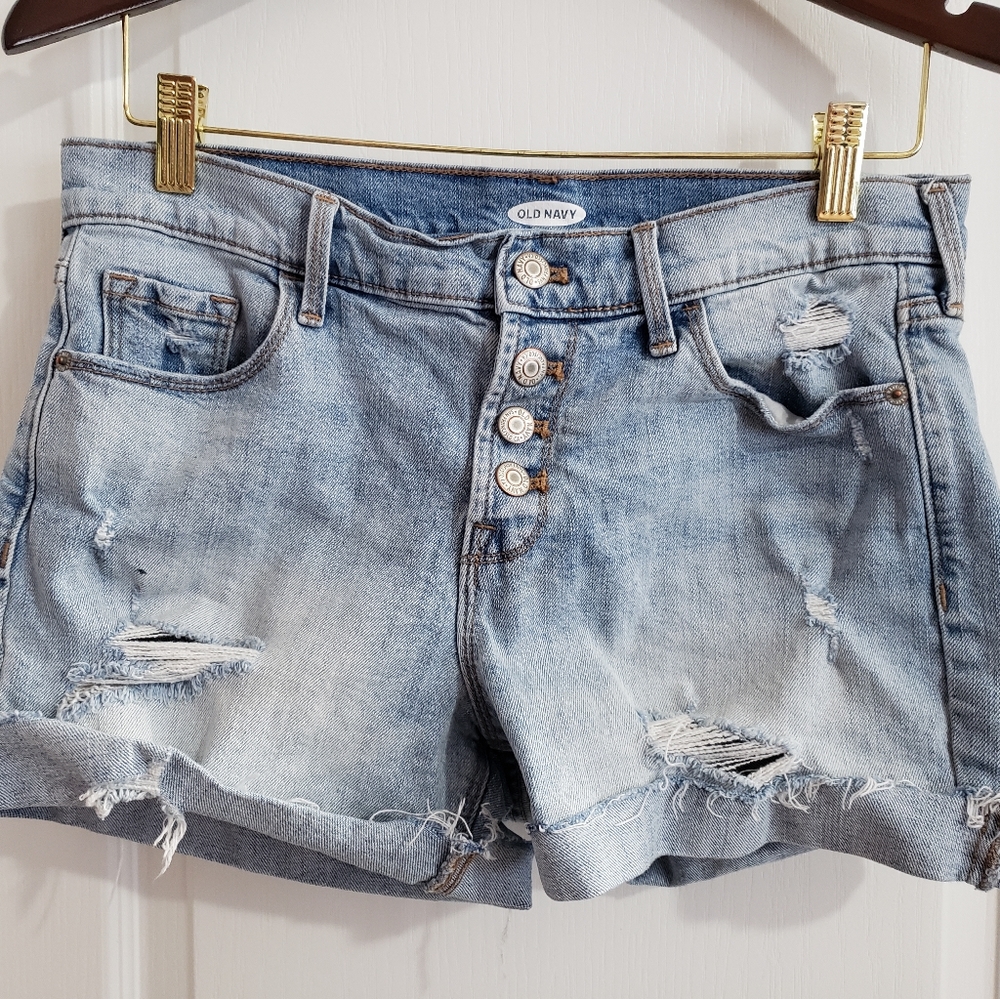 Old Navy torn acid washed button up shorts (size 6